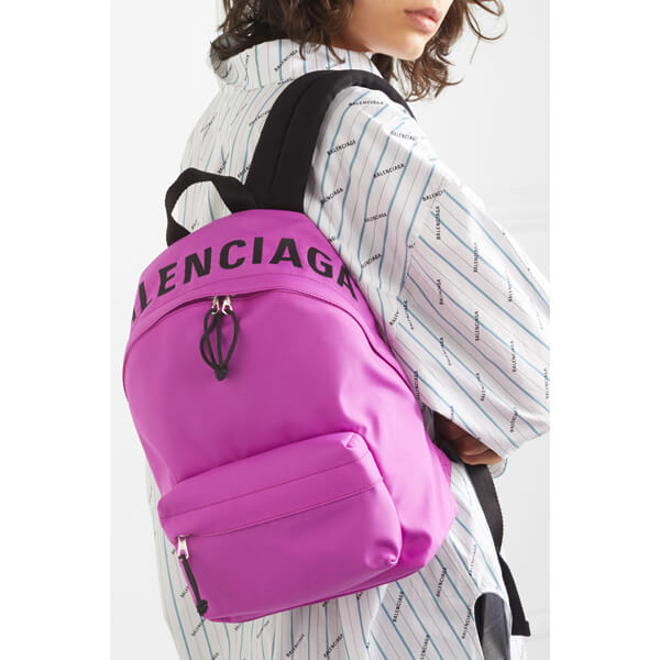 バレンシアガ リュック コピー 刺繍ロゴ入りナイロン素材のバックパック バレンシアガ ウィール S サイズ